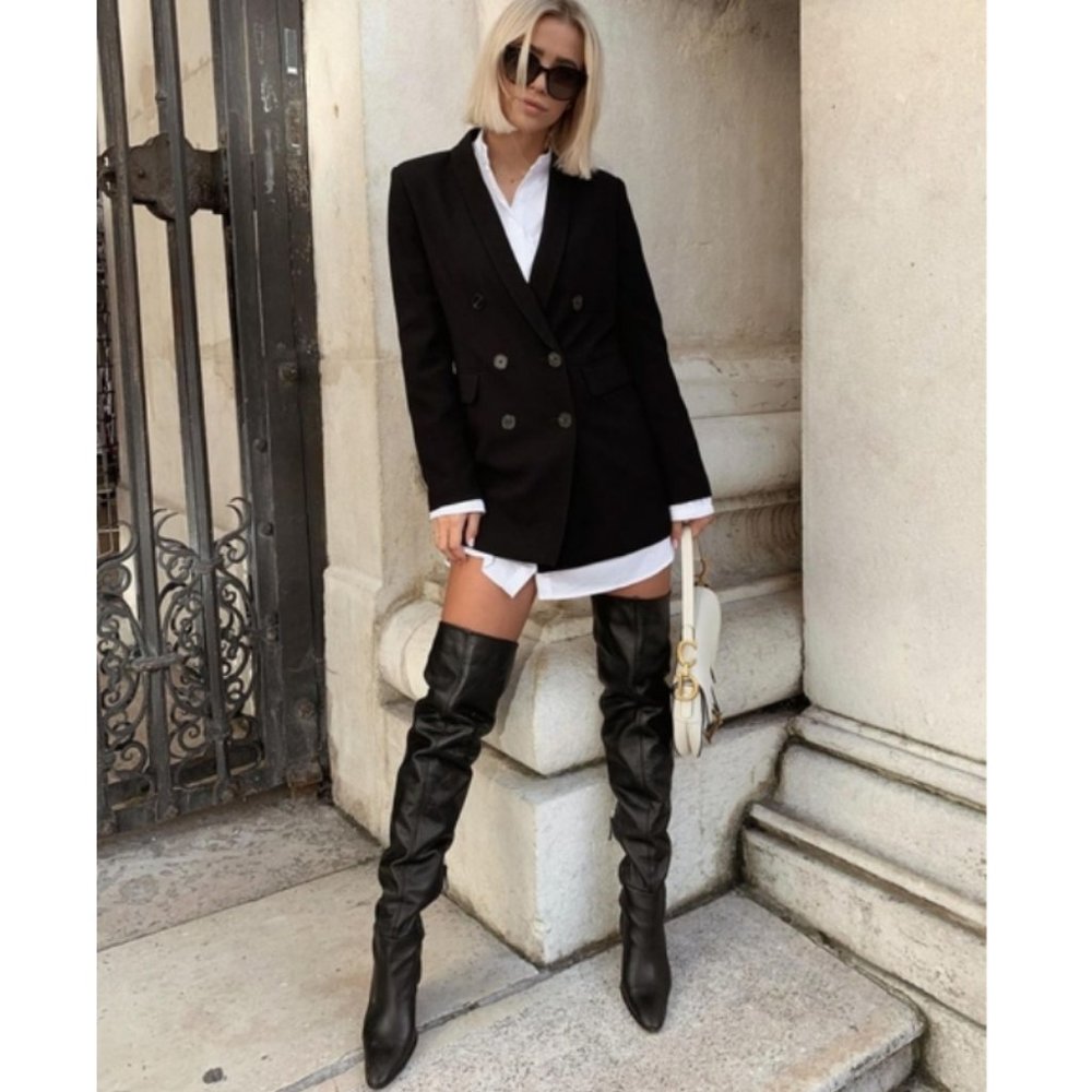 ZARA Blogger Favorite Oversized Double Breasted Blazer Suit Jacket Pea Coat - XS - Picture 2 of 10